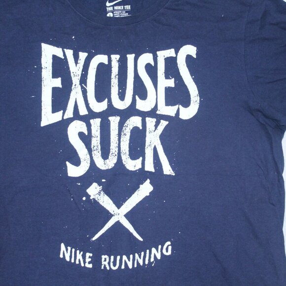 Nike Men Blue Tee Shirt Excuse Suck Athletic Cut Size Large - Picture 2 of 2